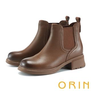【ORIN】簡約素面真皮切爾西短靴(咖啡)