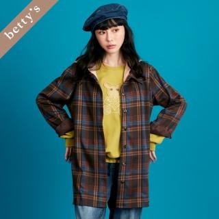 【betty’s 貝蒂思】格紋長版連帽開襟上衣(共二色)
