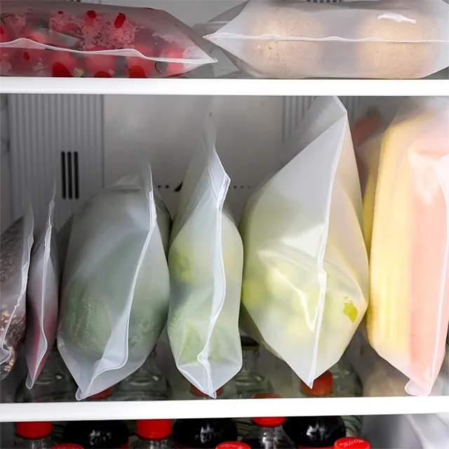 【Dagebeno荷生活】加厚EVA材質冰箱食物保鮮袋 防串味密封食材分裝夾鏈袋(中號3入)