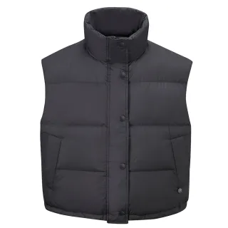 【ATUNAS 歐都納】女款都會時尚短版保暖羽絨背心(A1VE2403W黑/防潑水/日常穿搭/舒適透氣)