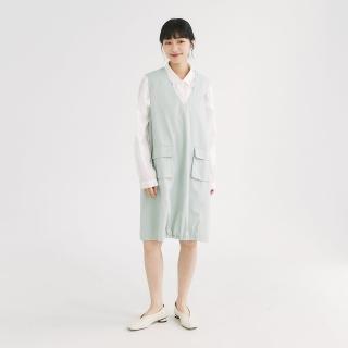 【Simply Yours 類似簡約】長版V領背心 藍F(長版V領背心)