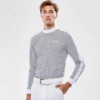 【PING】男款格紋吸濕排汗高爾夫薄長袖高領上衣-白(日本素材/GOLF/高爾夫球衫/PA24230-87)