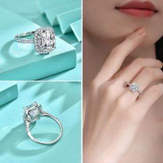 【LEESA】鋯石戒指\純銀戒指\婚戒\指環\銀戒指\求婚戒指\大戒指\方形戒指\氣質戒指\個性戒指