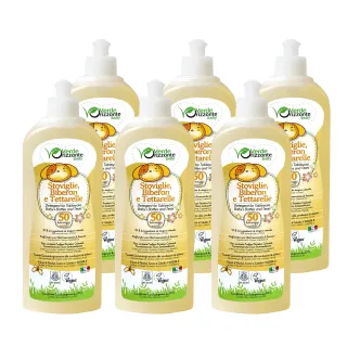 【義大利 綠森活】嬰幼兒餐具奶瓶清潔劑 6入 500ml/瓶X6(有機認證 去汙 除臭 蔬果清潔 嬰幼兒適用 敏弱肌)