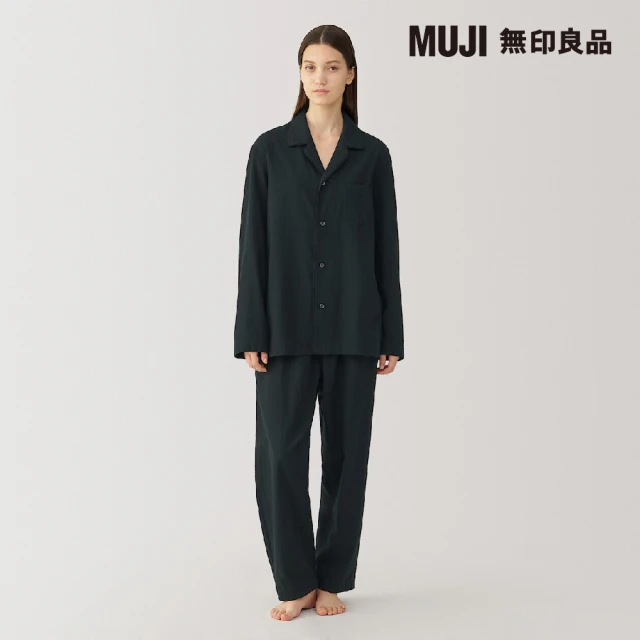 MUJI 無印良品 男棉手織家居睡衣(黑色)