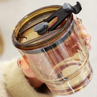 【2入】質感琥柏色 加厚玻璃咖啡杯(強化玻璃杯 水杯 咖啡杯 耐熱 竹節杯)