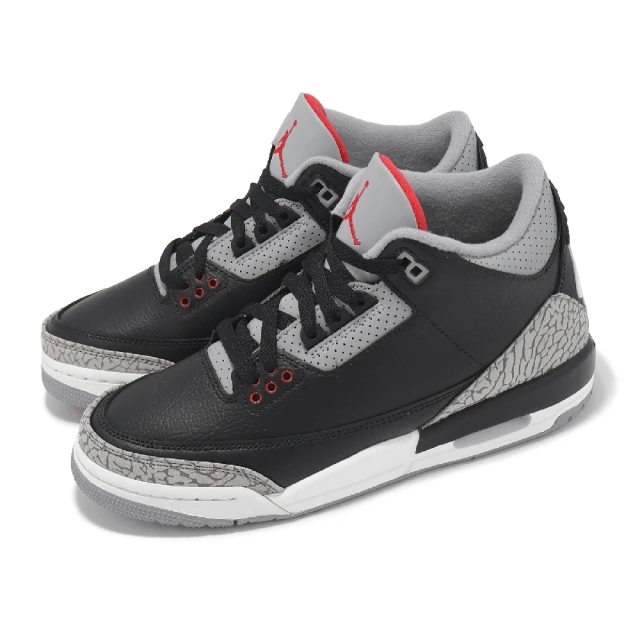 NIKE 耐吉 休閒鞋 Air Jordan 3 Retro GS Black Cement 大童 女鞋 黑水泥(DM0967-010)