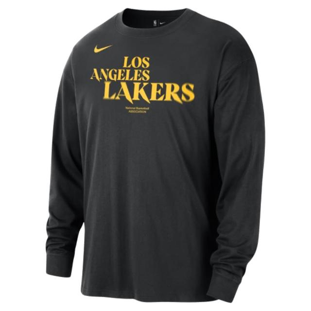 【NIKE 耐吉】長袖上衣 男 大學T NBA 湖人隊 AS LAL M NK CTS OGC HAL LS TEE 黑黃 HJ2714-010