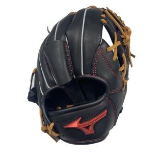 【MIZUNO 美津濃】WD限定紅標少年用手套約10.75吋工字擋黑X黃穿繩(1AJGY306000949)