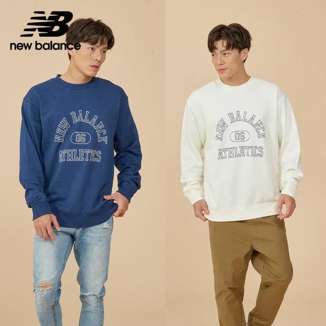 【NEW BALANCE】NB 刷毛長袖上衣_男性_藍/米白色_MT43507NNY_MT43507SST(美版 版型偏大)