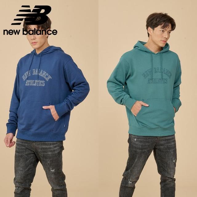 【NEW BALANCE】NB 刷毛連帽長袖上衣_男性_綠/藍色_MT43509NNY_MT43509NUS(美版 版型偏大)