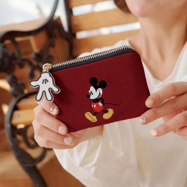 【PARTAKE】Disney 米奇-休閒米奇-票卡零錢包-酒紅