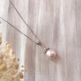 【Elegant 珍愛宣言】芭蕾舞裙天然紫水滴珍珠項鍊(裙襬造型鑲鑽 天然紫珍珠 純銀項鍊 禮物)