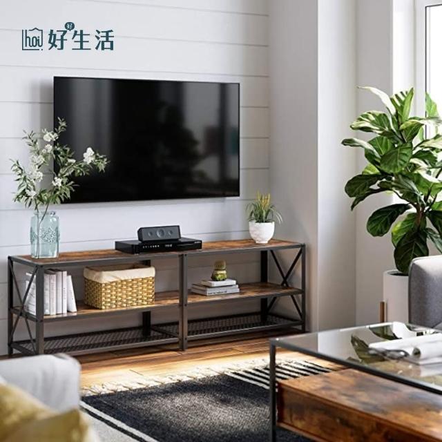 【hoi! 好好生活】VASAGLE 工業風網格三層電視櫃1.6M-鐵鏽棕 LTV095B01
