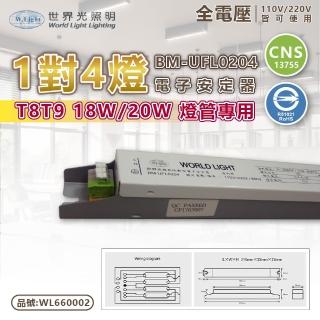 【WORLD LIGHT 世界光】2入組 BM-UFL0204 FL 20W 4燈 全電壓 預熱啟動 電子安定器 WL660002
