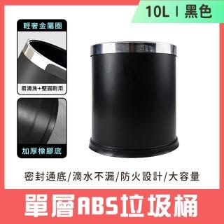 【SMILE】廚房垃圾桶 單層ABS垃圾桶 黑色 臥室垃圾桶 無蓋垃圾桶 10L垃圾桶 TCBPC-F(塑膠桶 家用垃圾桶)