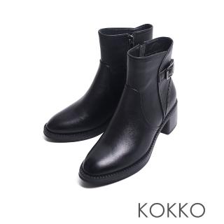 【KOKKO】簡約中不失個性柔軟羊皮短靴(黑色)