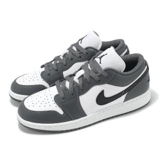 【NIKE 耐吉】休閒鞋 Air Jordan 1 Low GS 大童 女鞋 深灰 白 AJ1 一代 低筒(553560-152)