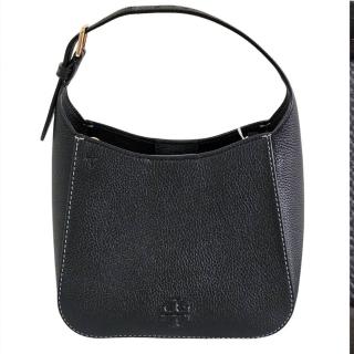 【TORY BURCH】TB THEA 荔枝紋縫線磁釦手提斜背兩用包(黑色/贈原廠防塵袋紙袋送禮)