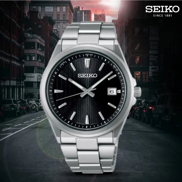 【SEIKO 精工】SPIRIT 時尚簡約 太陽能電波手錶-39.8mm黑(7B72-0AK0D/SBTM351J)