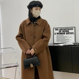 【巴黎精品】現貨+預購 羊毛大衣毛呢外套(保暖美拉德重磅駱駝絨氣質中長版翻領女外套2色a1ik15)