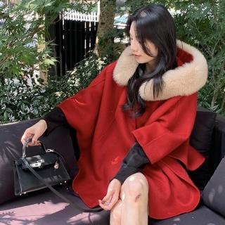 【巴黎精品】現貨+預購 羊毛大衣毛呢外套(保暖可拆卸狐狸毛領小魔女斗篷氣質女外套2色a1ik20)