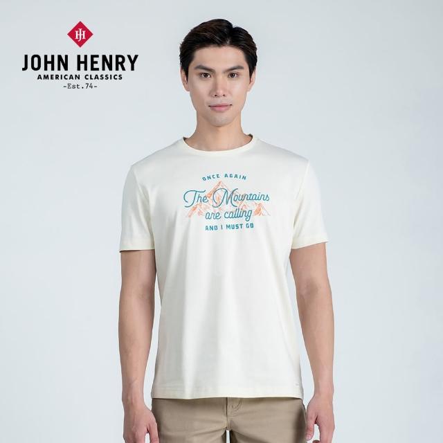 【JOHN HENRY】山脈印花短袖T恤-白