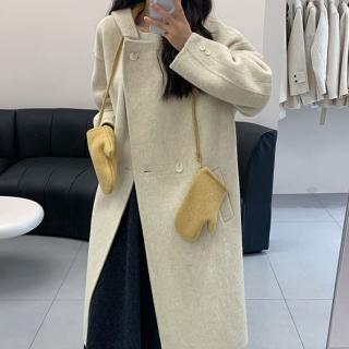 【巴黎精品】現貨+預購 羊毛大衣毛呢外套(保暖學院風連帽雙面絨附手套文青長版女外套4色a1ik40)