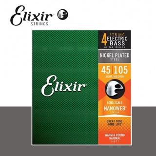 【ELIXIR】ELIXIR BASS 45-105 4STRING 鍍鎳 電貝斯四弦 NANOWEB 14077(高階包膜弦 電貝斯弦)