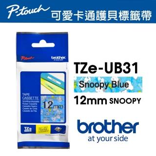 【brother】TZe-UB31 原廠Snoopy 護貝標籤帶(12mm 藍底黑字)