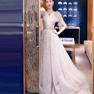 【女神婚紗禮服】高階深V高腰名媛氣質宴會晚禮服LA71411 粉色(訂婚 敬酒服)
