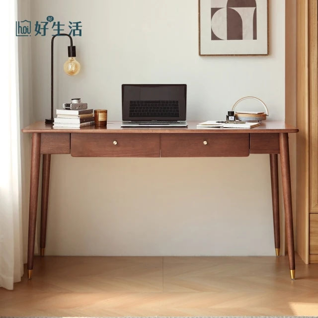 hoi! 好好生活 預購★源氏木語簡白奶油風實木化妝桌1M 