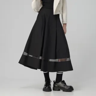 【OUWEY 歐薇】甜美拼接歐根紗長裙(黑；S-L；3243322274)