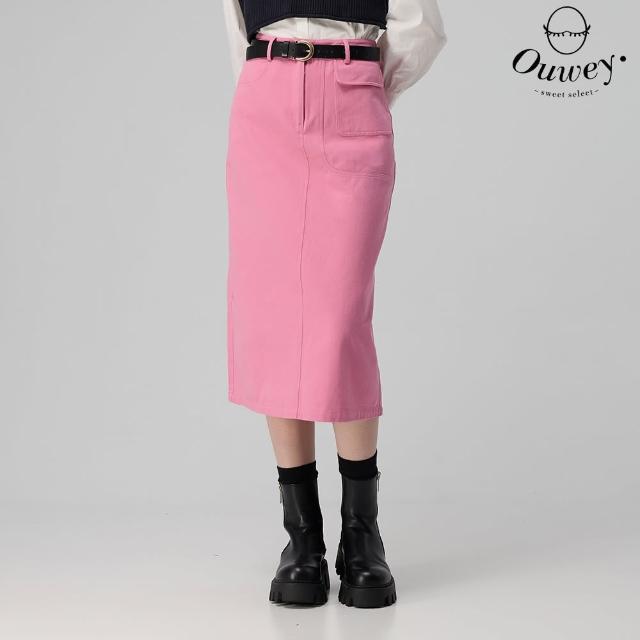 【OUWEY 歐薇】粉潮都會風牛仔裙(桃；S-L；3243148202)