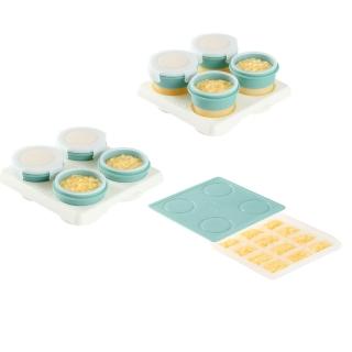 【2angels】矽膠副食品製冰盒15ml+儲存杯60ml+120ml 三件組(冰塊磚盒分裝零食盒)