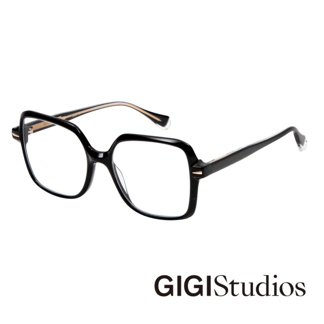 GIGI Studios 三角金飾復古平光眼鏡(黑 - VICTORIA-6596/1)