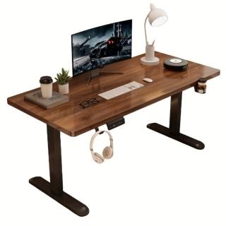 【MGSHOP】電動升降桌 120CM 電腦桌 辦公桌 書桌 兒童升降桌(雙機芯 E1實木顆粒板)