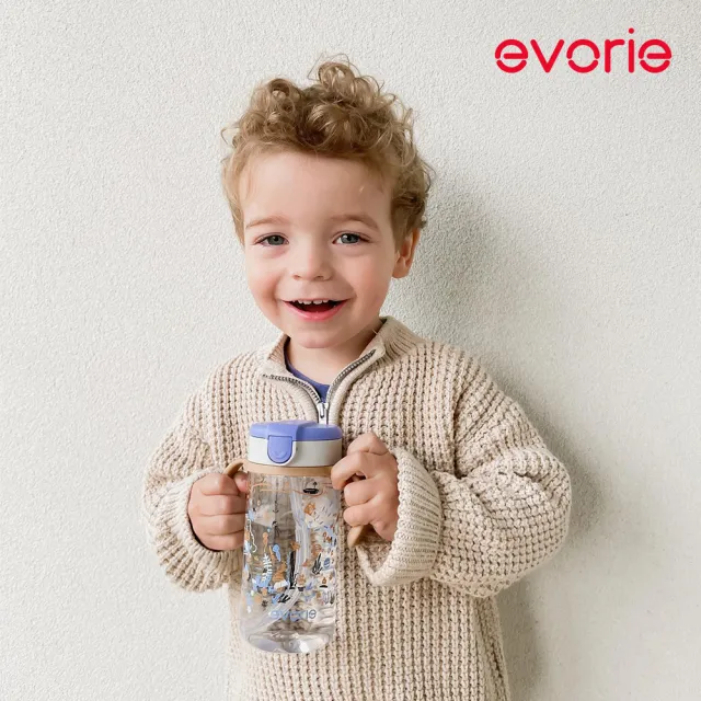 【Evorie】Tritan 300mL 兒童吸管杯 + 吸管替換組(寶寶水杯 幼兒水杯 兒童水杯水壺 微笑水杯)