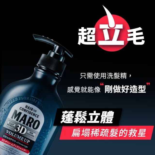 【MARO】起立！3D豐盈洗髮精2入組(一般460ml/酷涼400ml 年度代言人陳傑憲)