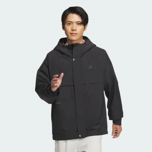 【adidas 愛迪達】TH WARM JKT 黑色 鋪棉 風衣外套 連帽拉鍊 男款 運動 防風 保暖(JI8680)