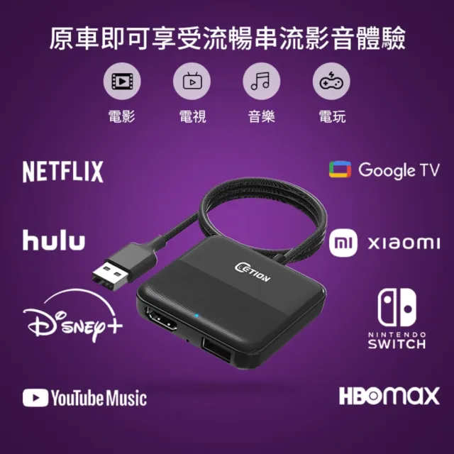 【ETION】Smart Mate 有線CarPlay擴展HDMI in 可搭配Chromecast 小米電視棒 Switch 電視盒 車機