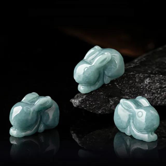 【MoonDy】玉兔項鍊 翡翠 玉石 玉佩 玉墜 兔子項鍊 飾品 吊墜 招財項鍊 開運項鍊 項鍊情侶