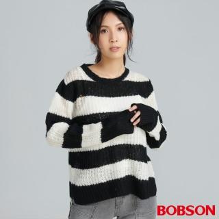 【BOBSON】女款針織破洞條紋上衣(82072-88)