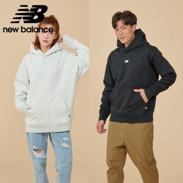 【NEW BALANCE】NB 刷毛連帽長袖上衣_男性_淺灰/黑_MT44583AHH_MT44583BK(美版 版型偏大)