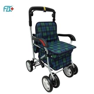 【富士康】鋁合金折疊型散步購物車(鋁合金材質#360度旋轉前輪#可當椅子#煞車可固定)