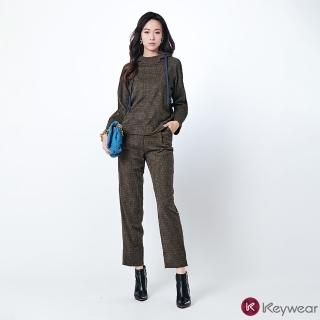【KeyWear 奇威名品】時尚格紋西裝長褲