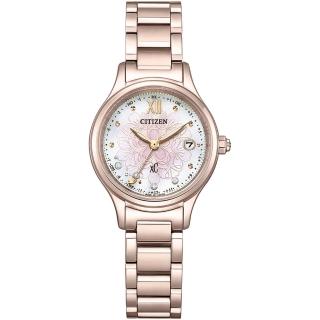 【CITIZEN 星辰】xC 櫻花粉紅金 鈦金屬 鑽石光動能電波錶 27MM(ES9497-88X)