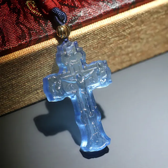 【MoonDy】十字架項鍊 項鍊男 琉璃項鍊 十字架吊飾 基督教禮物 十字架 浮雕配件 吊飾 天主