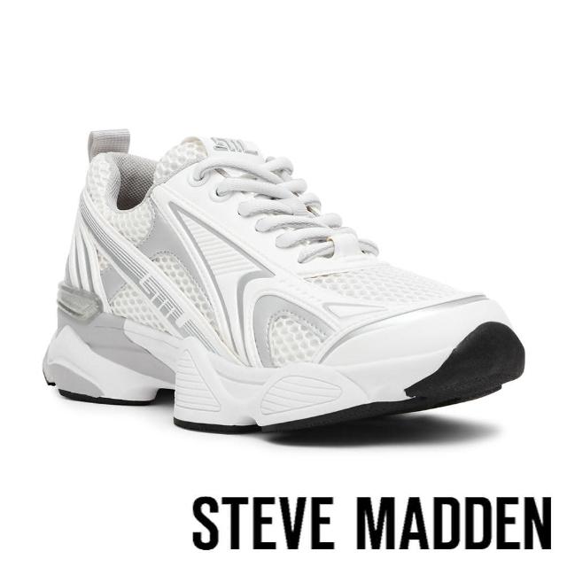 【steve madden】SPEEDSTER-E 率性透氣運動休閒鞋(白色)