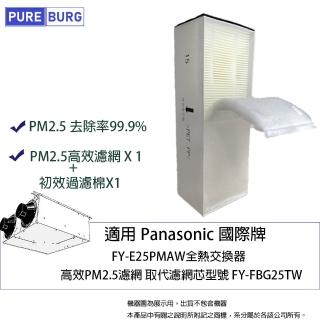 【PUREBURG】適用Panasonic國際牌 FY-E25PMAW全熱交換器 / 新風機替換用PM2.5高階濾網濾芯FY-FBG25TW